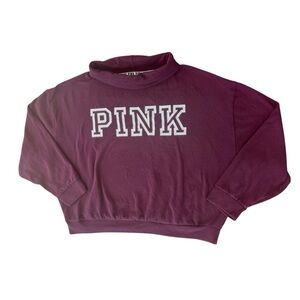 Victoria's Secret PINK Y2K Oversized Sweatshirt Women's Large Red Funnel Collar